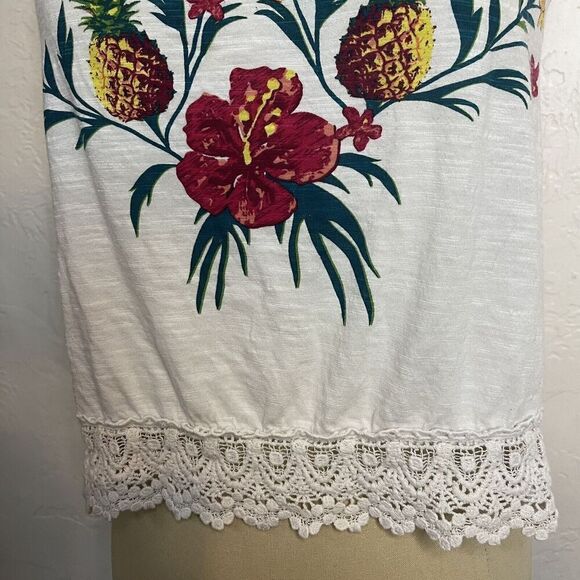 Element Y2K Halter Top Whit Lace Trim Floral Bird Size Medium - Picture 5 of 10